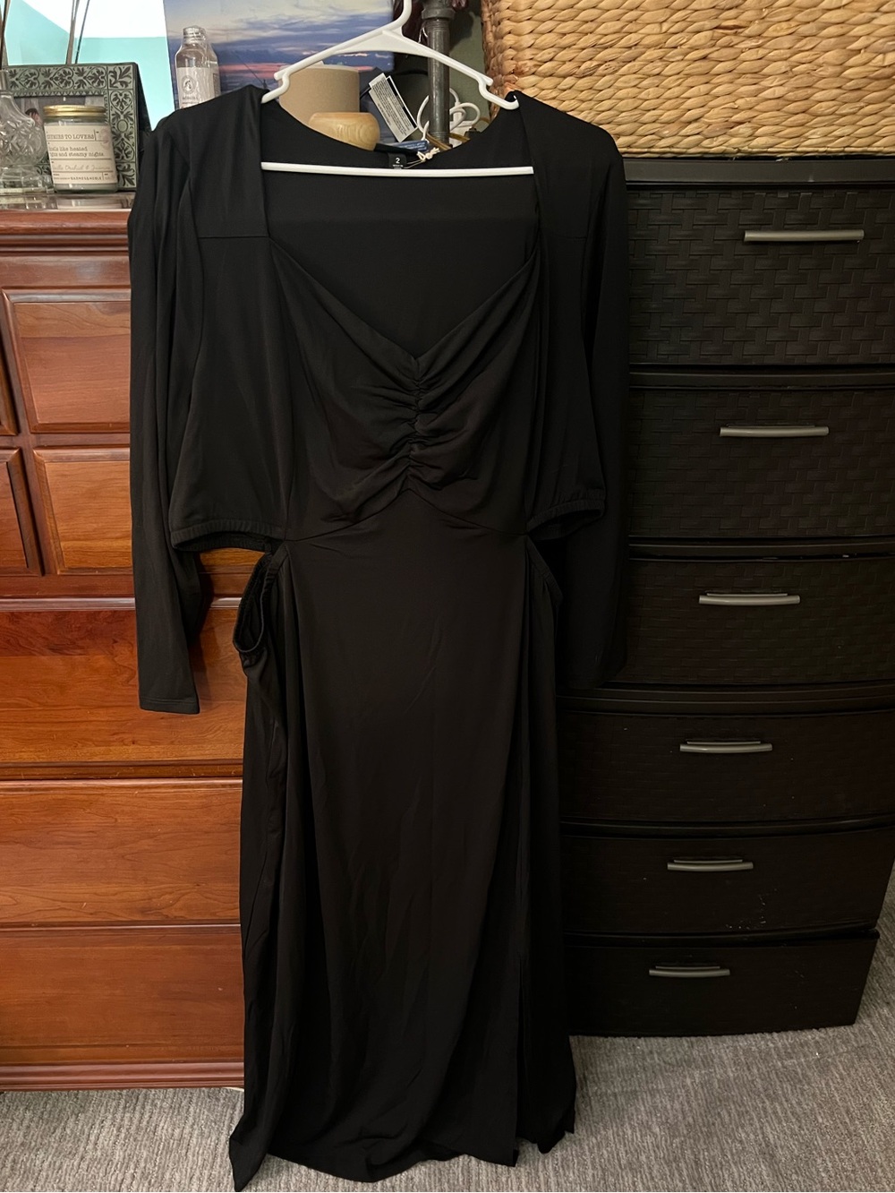torrid Black Long Sleeve Ruched Front Maxi Dress